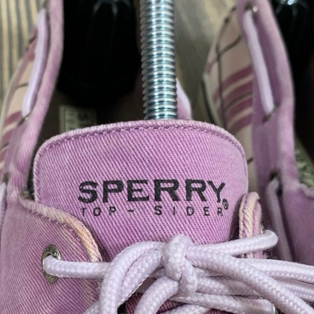Sperry Top-Sider D10-CH171 Boat Shoes Purple Plaid Fabric Canvas Lace Up‎ Wm 9 - Picture 4 of 13